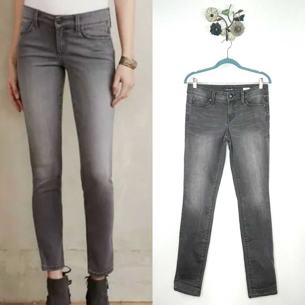 Level 99 Anthro Lily Skinny Straight Jeans Storm Gray Size 28 X 32 Stretch